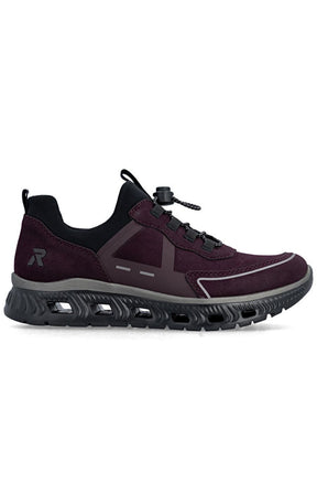 Rieker Toggle Lace Trainer in Wine 