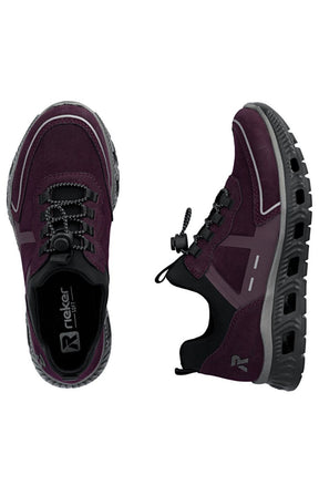 Rieker Toggle Lace Trainer in Wine 