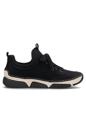 Rieker Trainer in Black with Beige Stitching