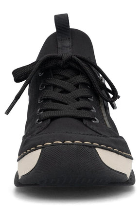 Rieker Trainer in Black with Beige Stitching