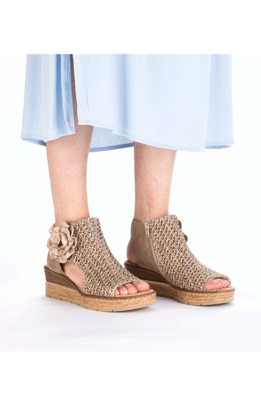 Rieker Weaved Sandal in Beige 