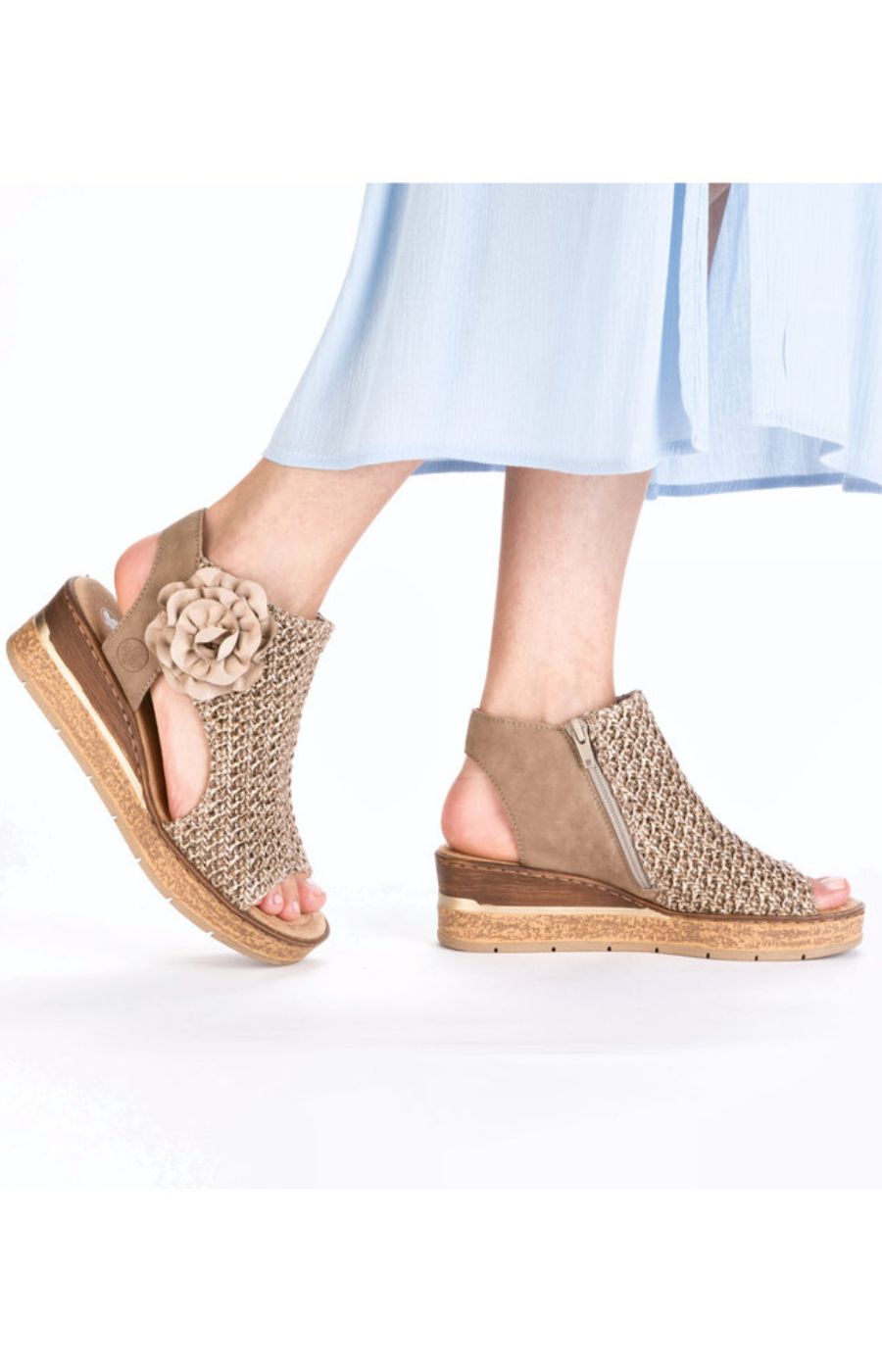Rieker Weaved Sandal in Beige 