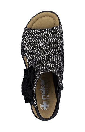 Rieker Weaved Sandal in Black 