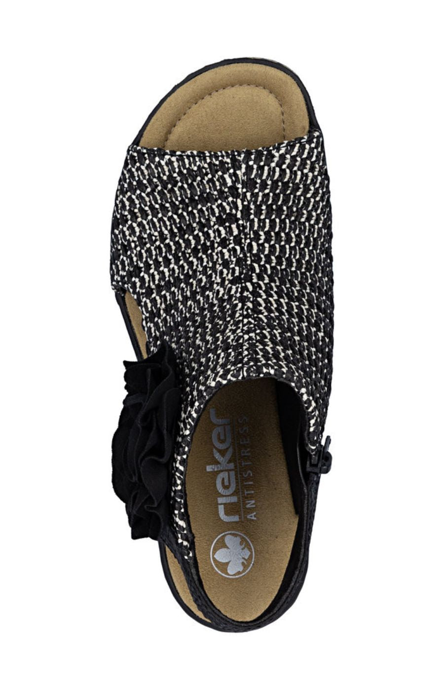 Rieker Weaved Sandal in Black 