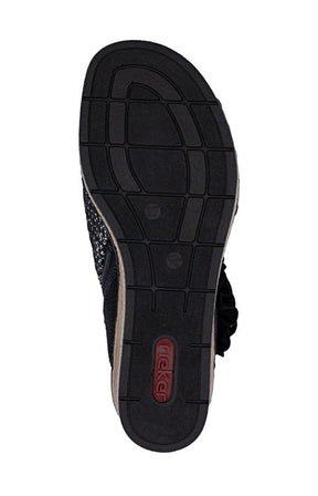 Rieker Weaved Sandal in Black 