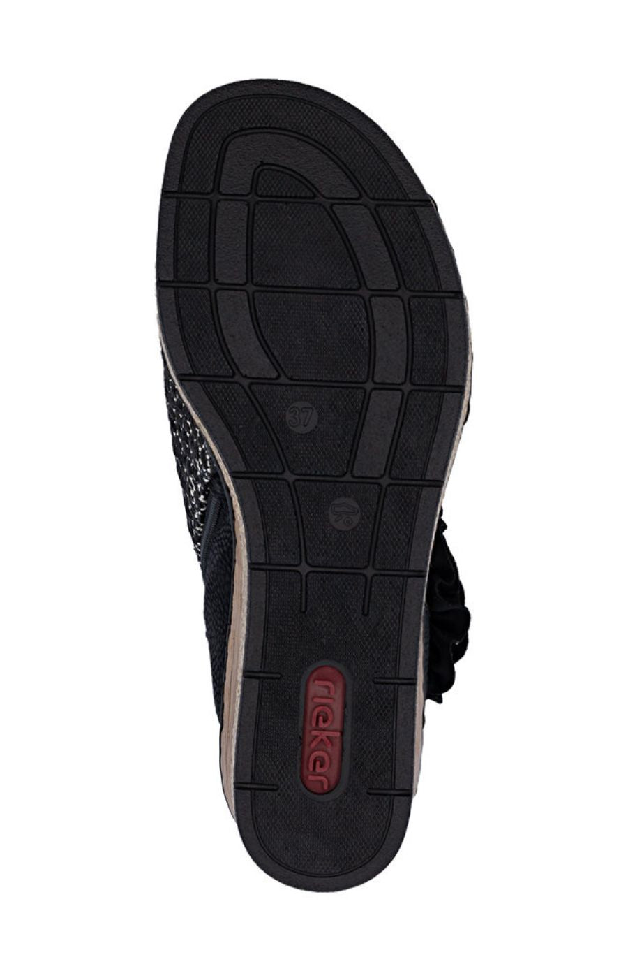 Rieker Weaved Sandal in Black 