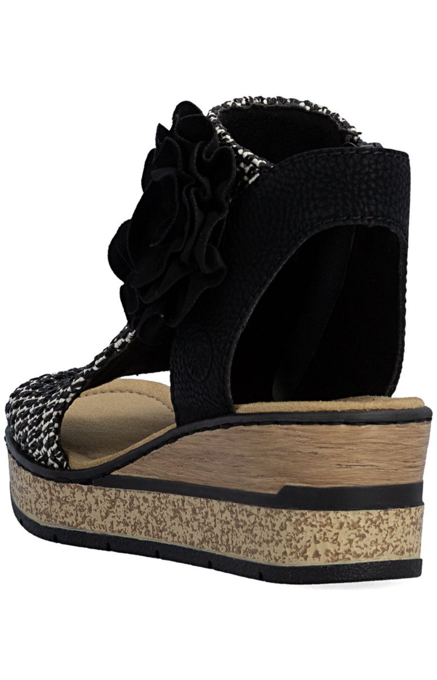 Rieker Weaved Sandal in Black