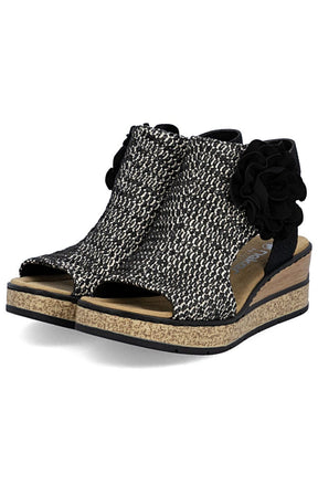 Rieker Weaved Sandal in Black 