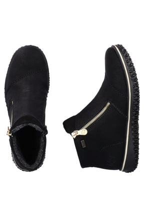 Rieker Zip Ankle Boots in Black