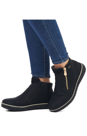 Rieker Zip Ankle Boots in Black