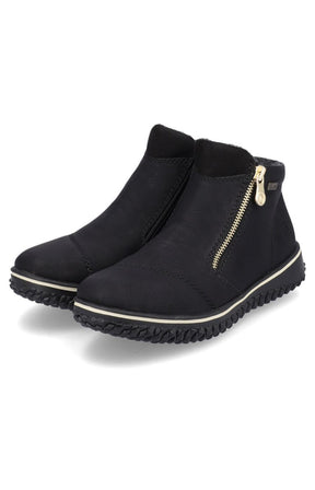 Rieker Zip Ankle Boots in Black