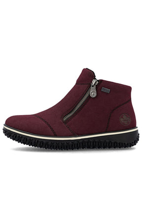 Rieker Zip Ankle Boots in Wine