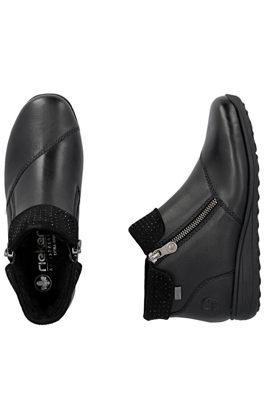 Rieker Zip Boots in Black