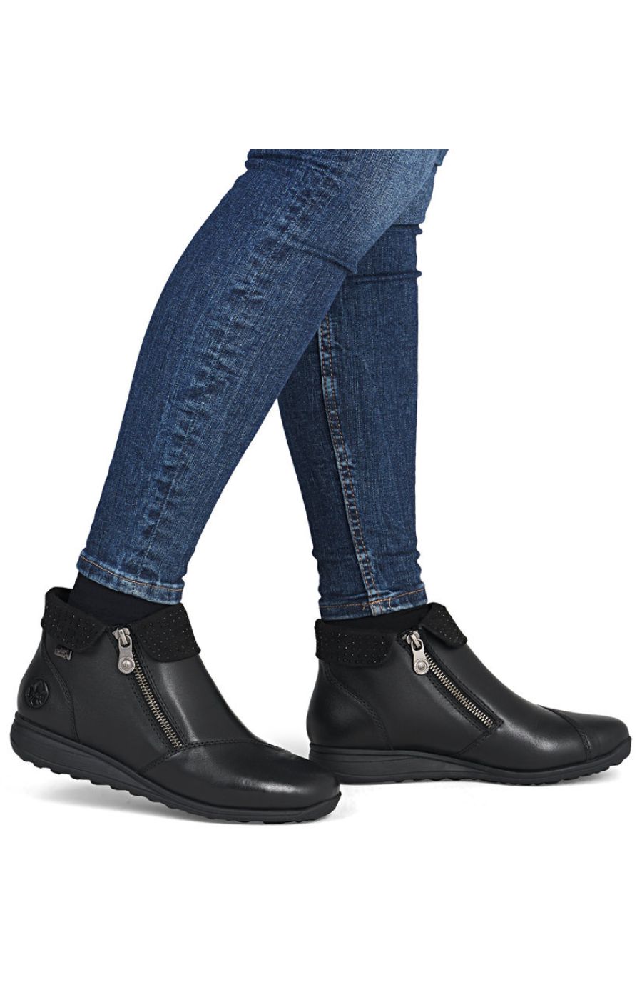 Rieker Zip Boots in Black