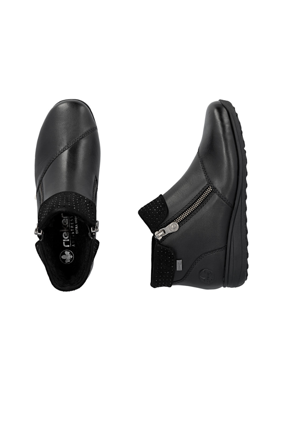 Rieker Zip Boots in Black