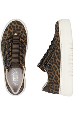 Rieker Zip Trainer in Leopard Print