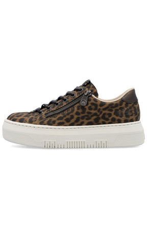 Rieker Zip Trainer in Leopard Print