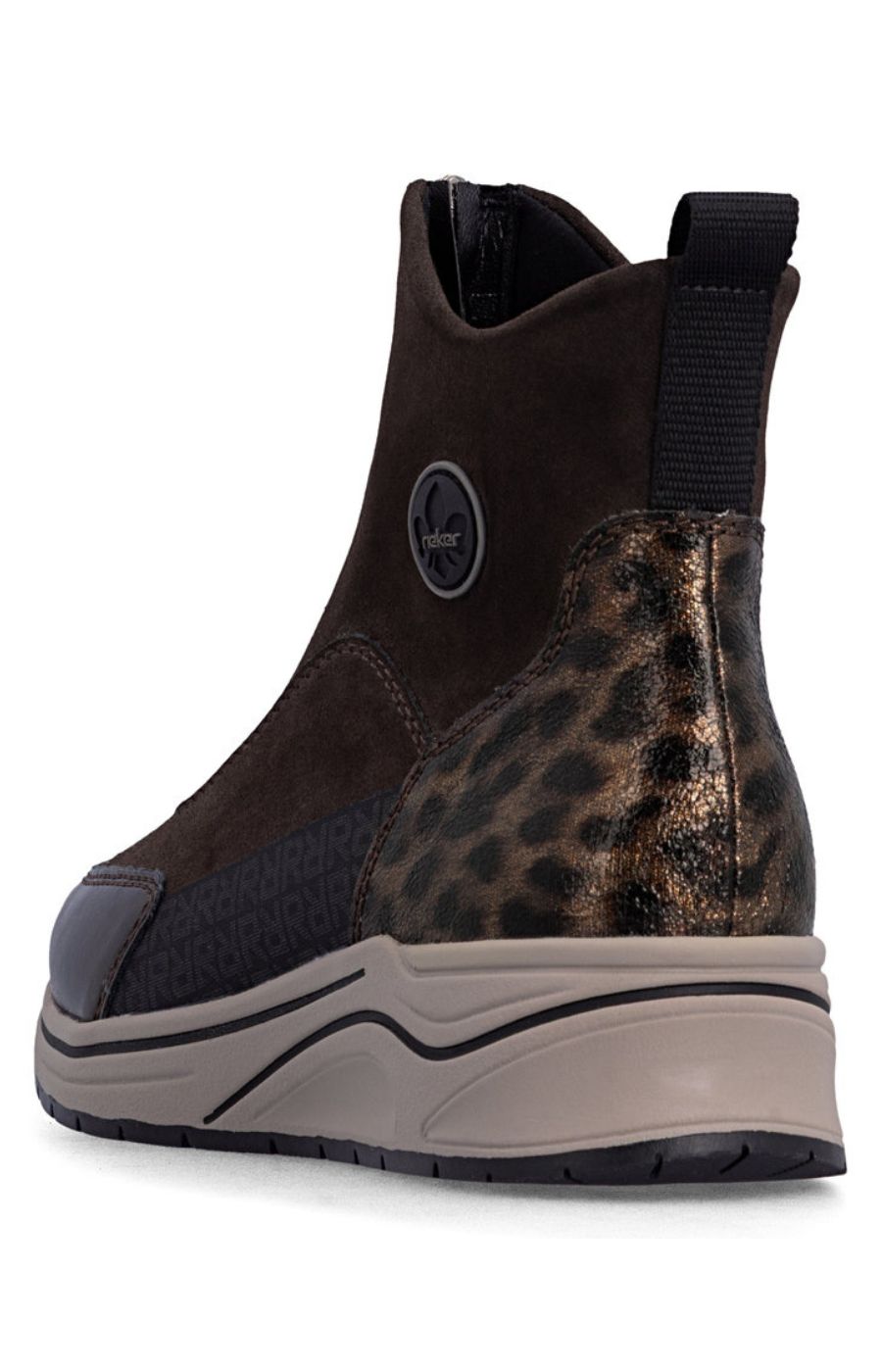 Rieker Zip Wedge Trainer in Brown Leopard  