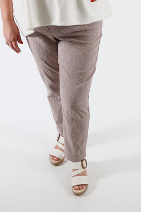 Robell 7/8ths Trousers | Beige Embroidery