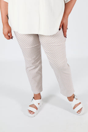 Robell 7/8ths Trousers | Beige Geo Print