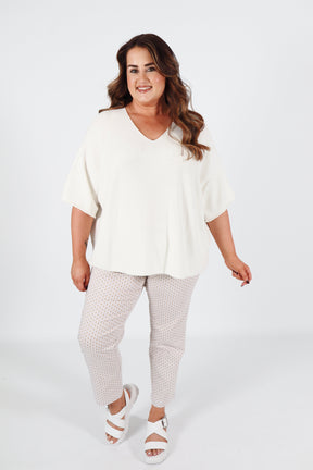Robell 7/8ths Trousers | Beige Geo Print