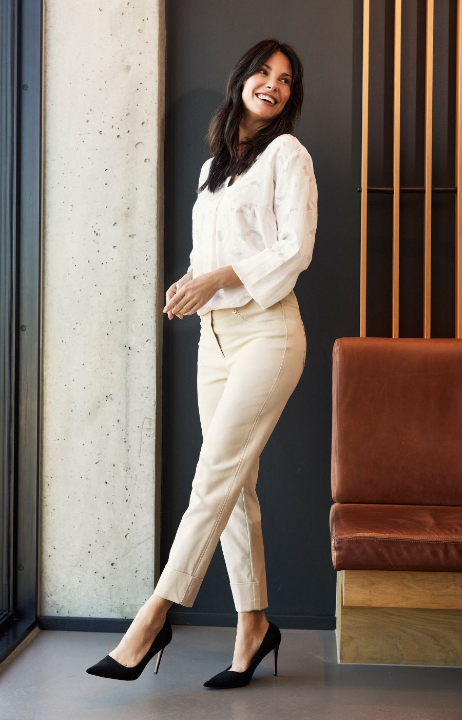 Robell 7/8ths Trousers in Cream