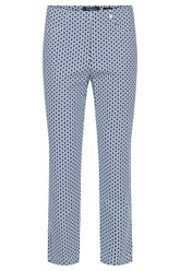 Robell 7/8ths Trousers | Navy Geo Print