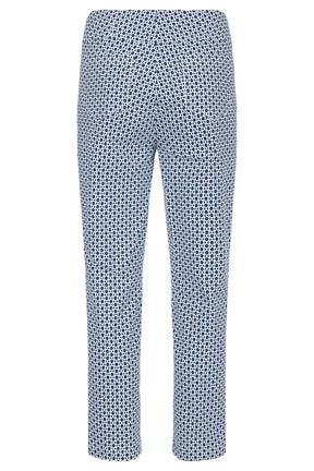 Robell 7/8ths Trousers | Navy Geo Print