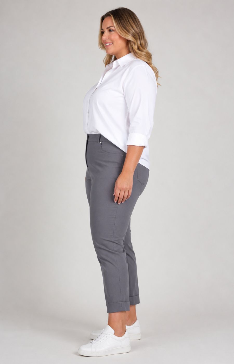 Robell 7/8ths Trousers in Dark Grey 