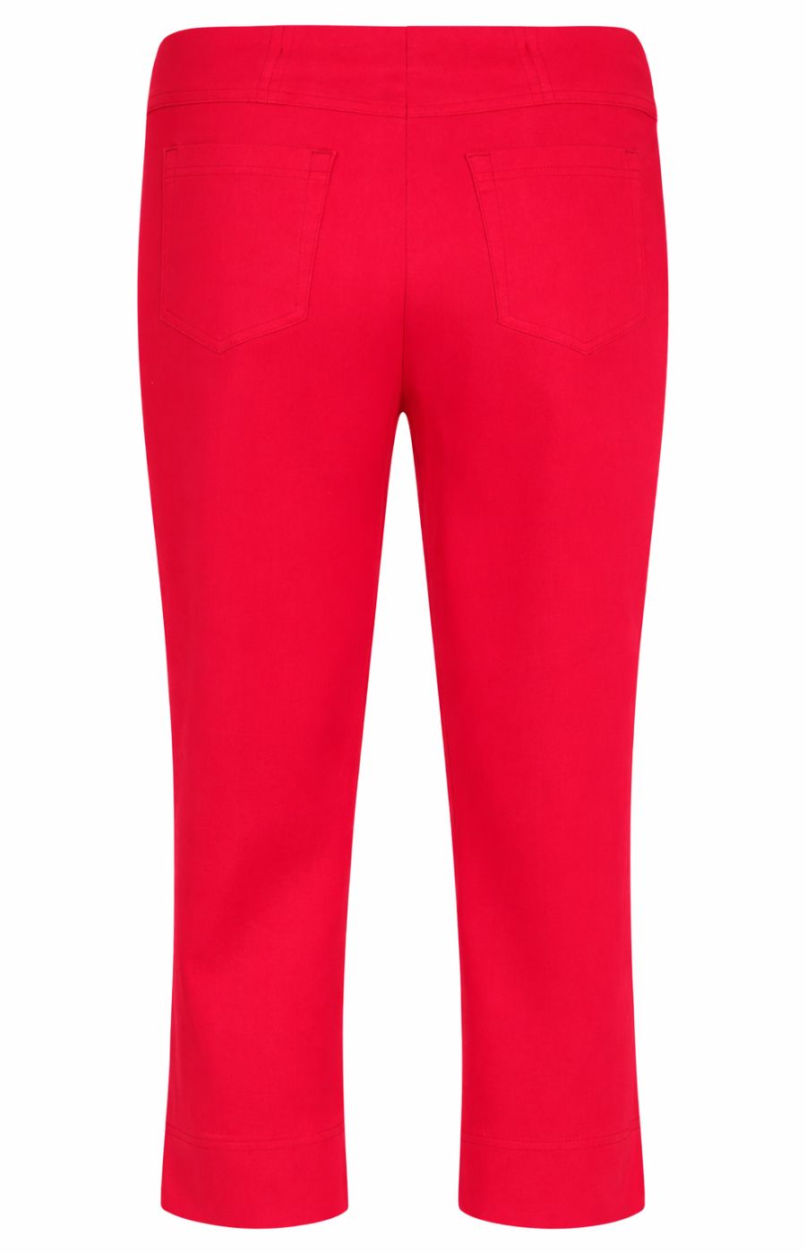 Robell Bella 07 Cropped Trousers in Red, a cropped length trouser with back pockets, elasticated waistband, and has small side slits 