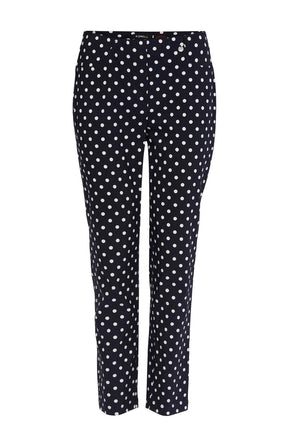 Robell Bella 09 Trousers in Navy Polka Dot 