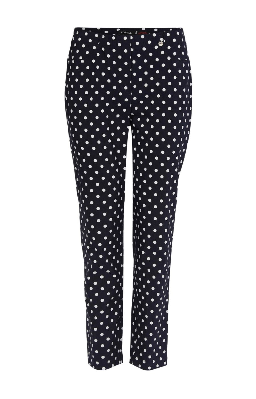 Robell Bella 09 Trousers in Navy Polka Dot 