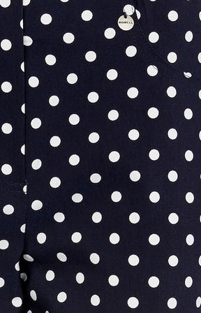 Robell Bella 09 Trousers in Navy Polka Dot 