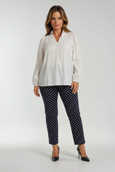 Robell Bella 09 Trousers in Navy Polka Dot