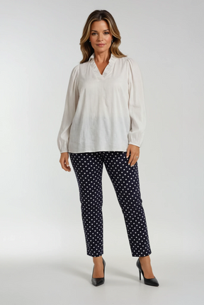 Robell Bella 09 Trousers in Navy Polka Dot