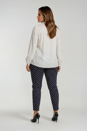 Robell Bella 09 Trousers in Navy Polka Dot
