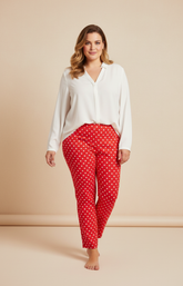 Robell Bella 09 Trousers in Red Polka Dot