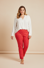 Robell Bella 09 Trousers in Red Polka Dot
