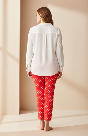 Robell Bella 09 Trousers in Red Polka Dot