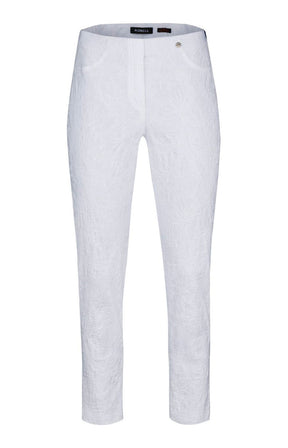 Robell Bella Trousers with White Embroidery