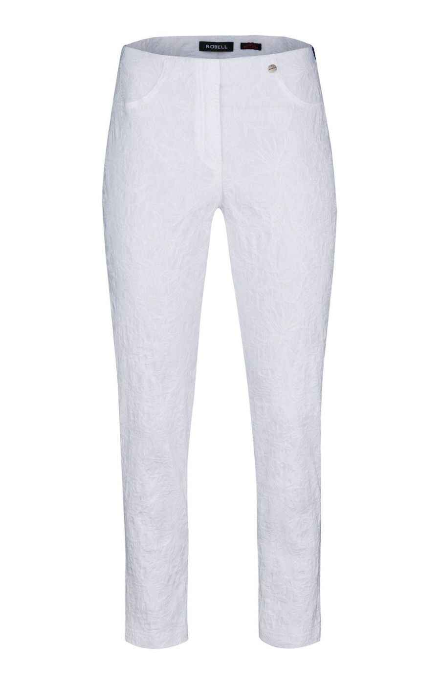 Robell Bella Trousers with White Embroidery