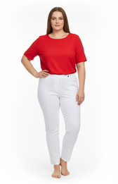 Robell Bella Trousers with White Embroidery
