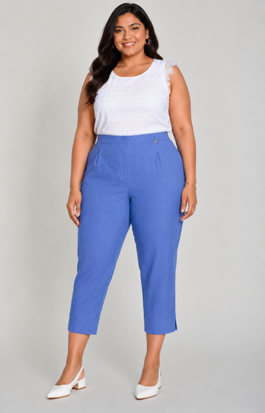 Robell Crop Trousers | Cornflower Blue