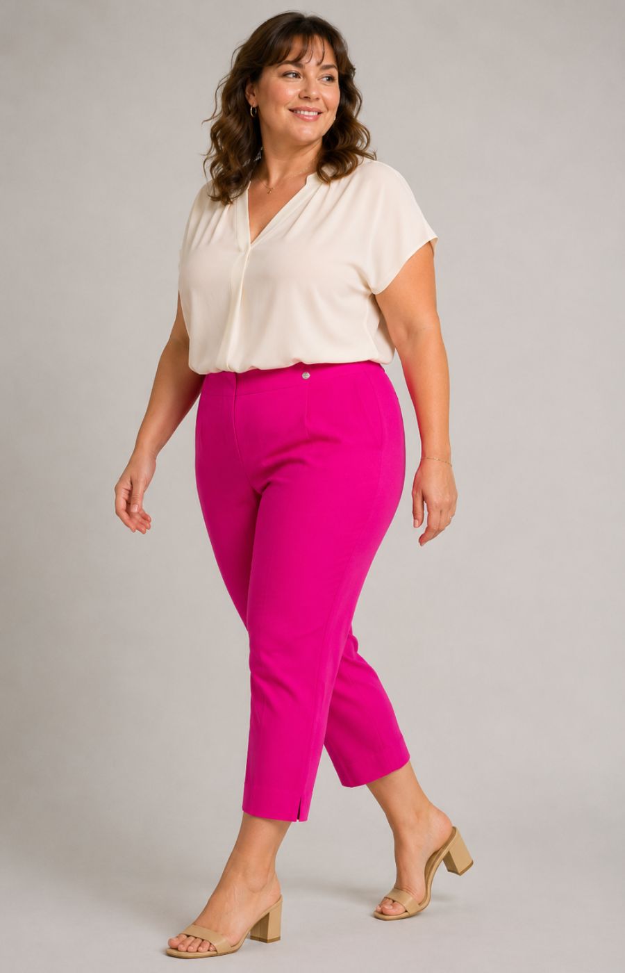Robell Crop Trousers | Fuchsia 