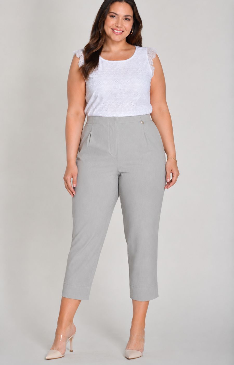 Robell Crop Trousers | Light Grey 