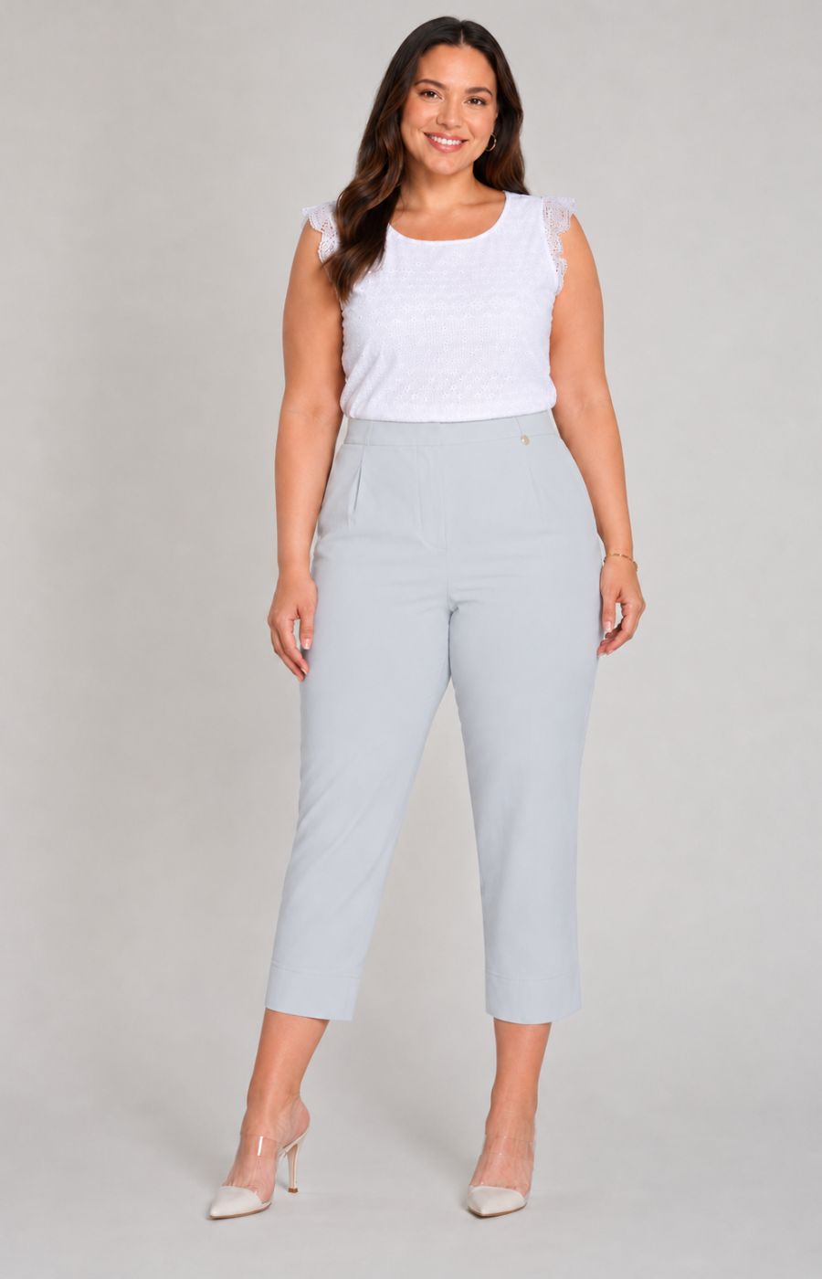 Robell Crop Trousers | Light Grey 