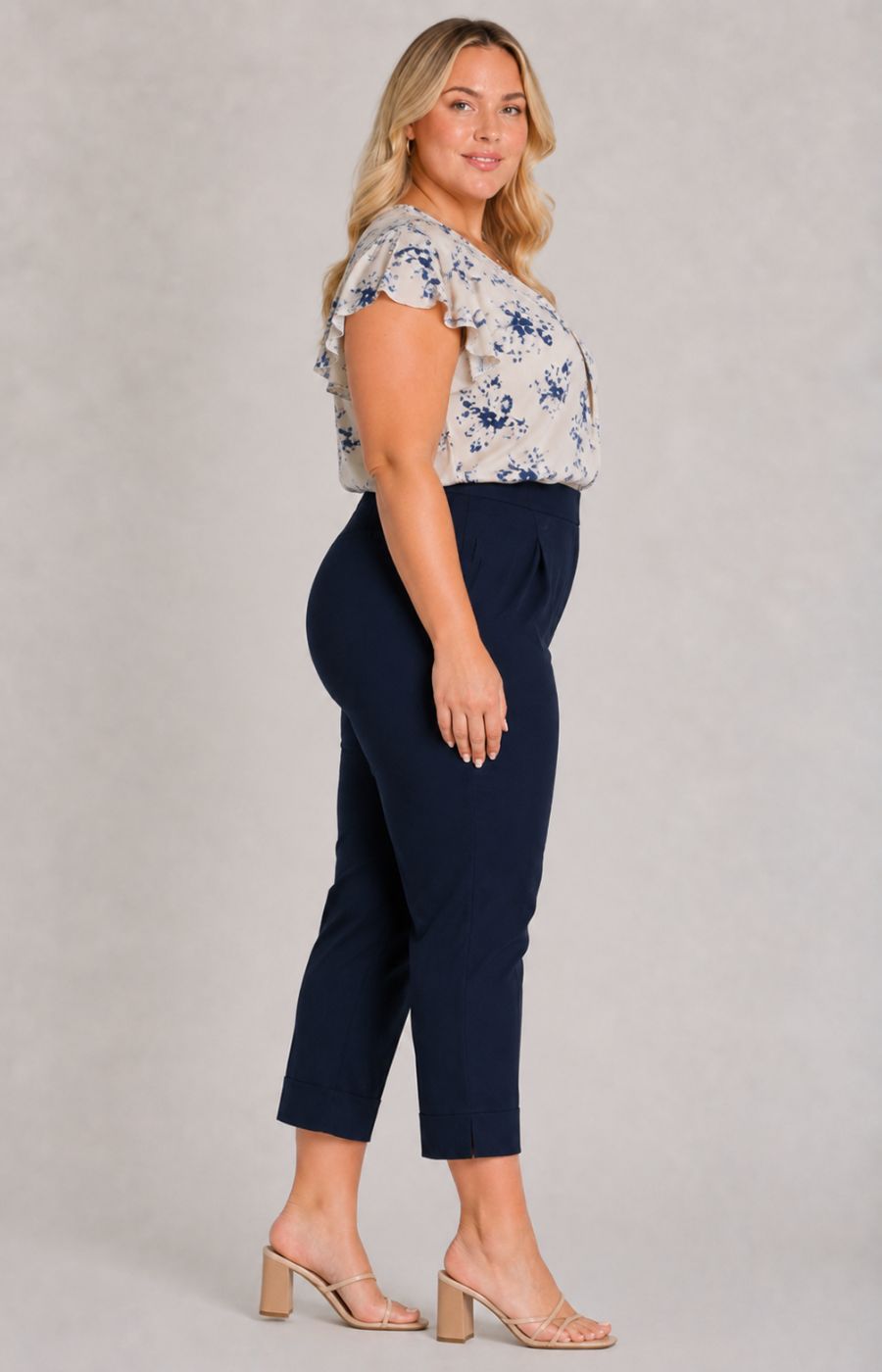 Robell Crop Trousers | Navy 
