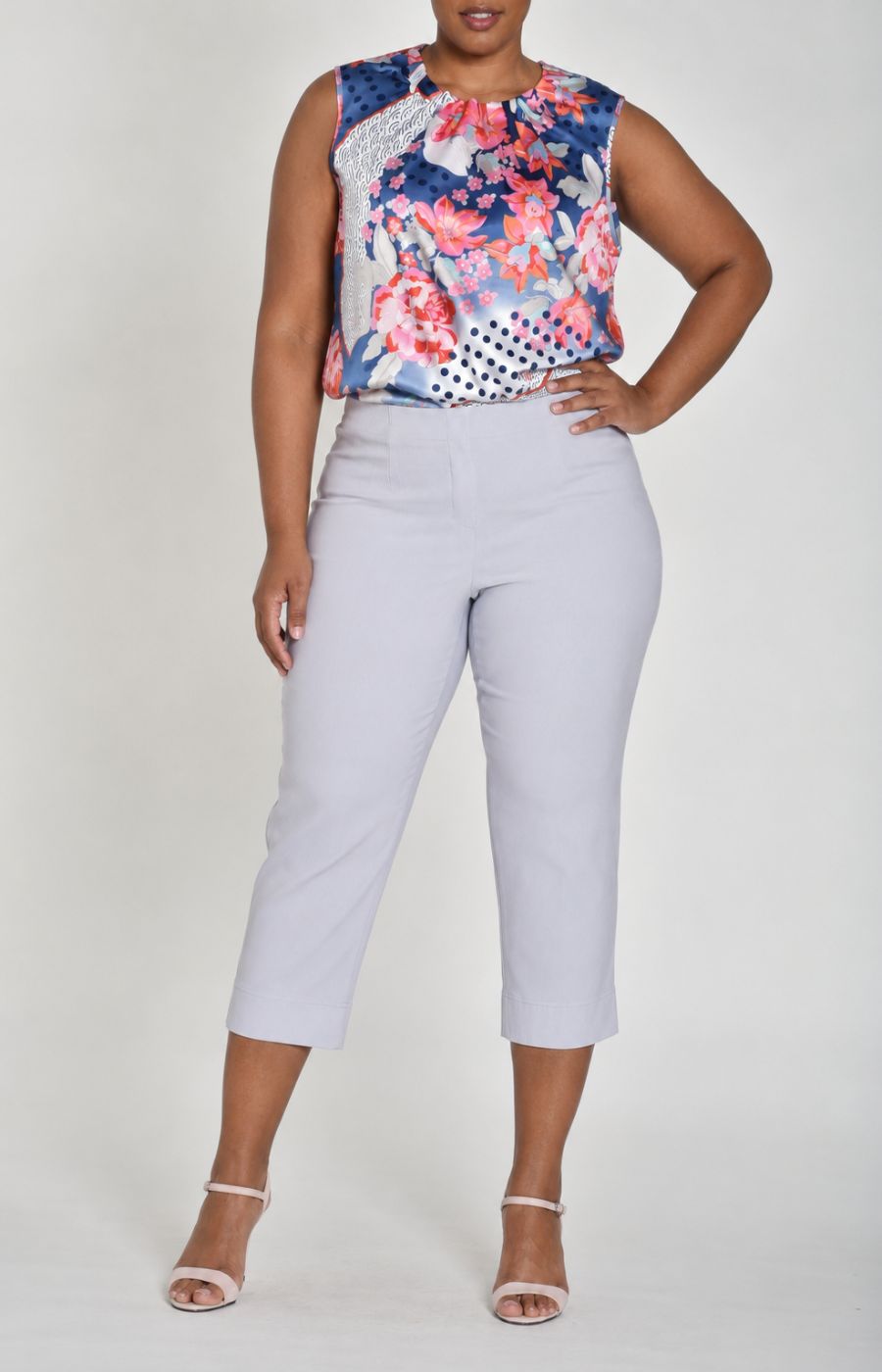 Robell Crop Trousers | Stone Grey 