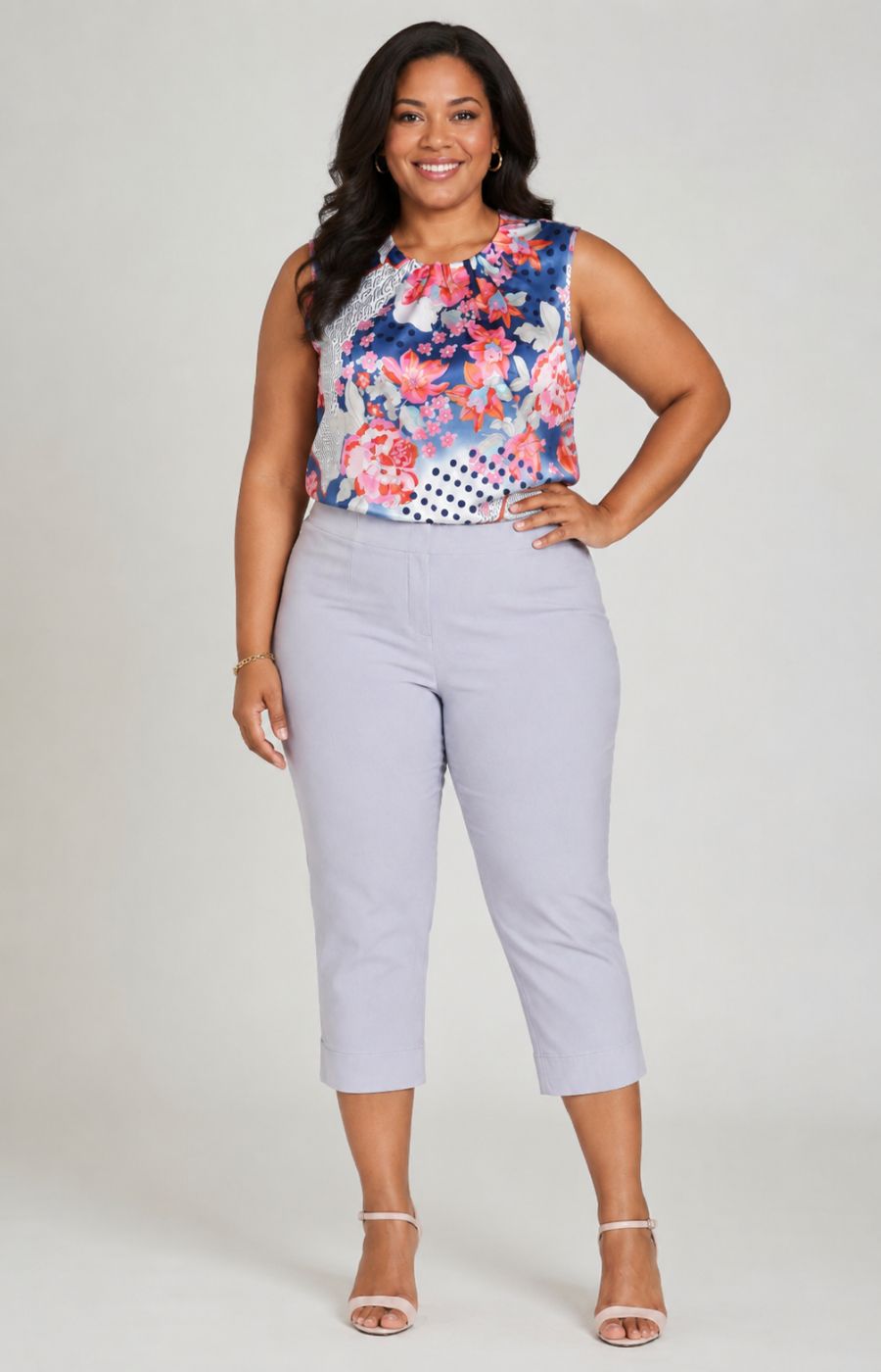 Robell Crop Trousers | Stone Grey 