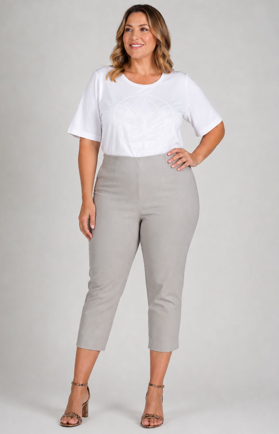 Robell Crop Trousers | Taupe 